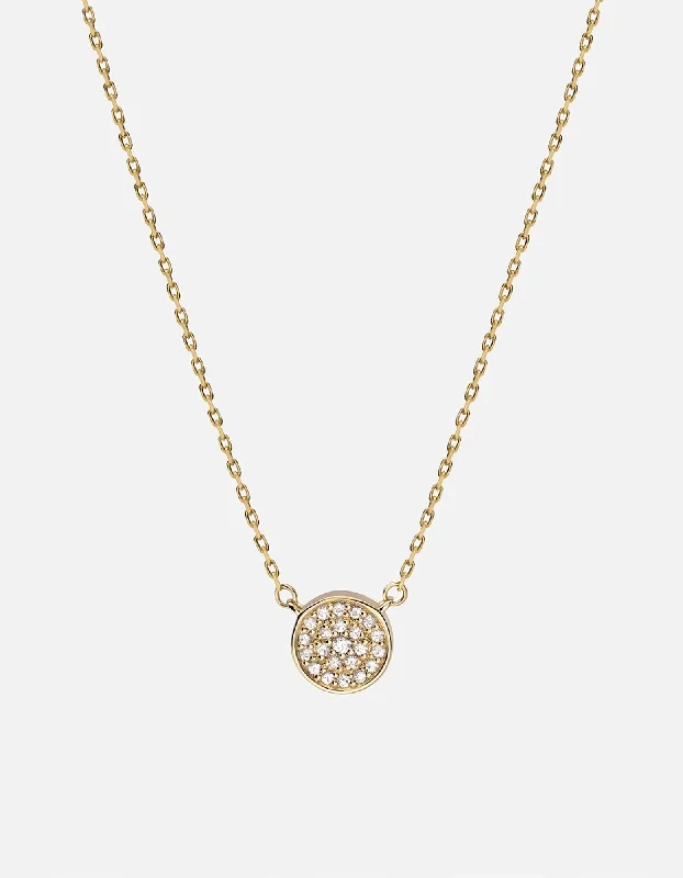 Horizon Necklace, 14k Gold Pavé