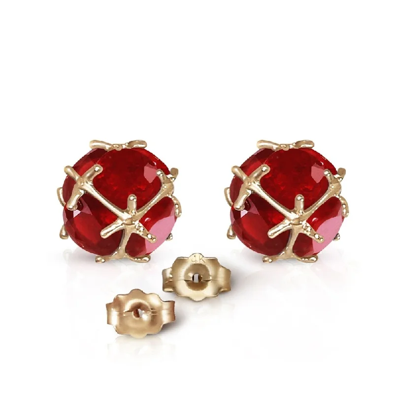 14K Solid Gold Stud Earrings with Natural rubyes