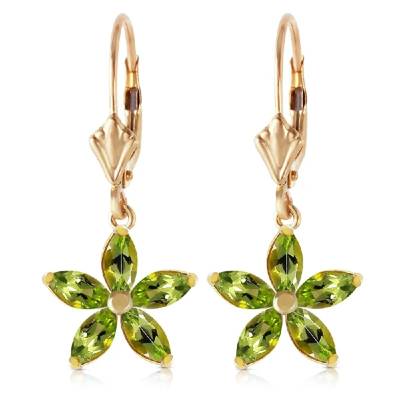 2.8 Carat 14K Solid Gold Leverback Earrings Natural Peridot