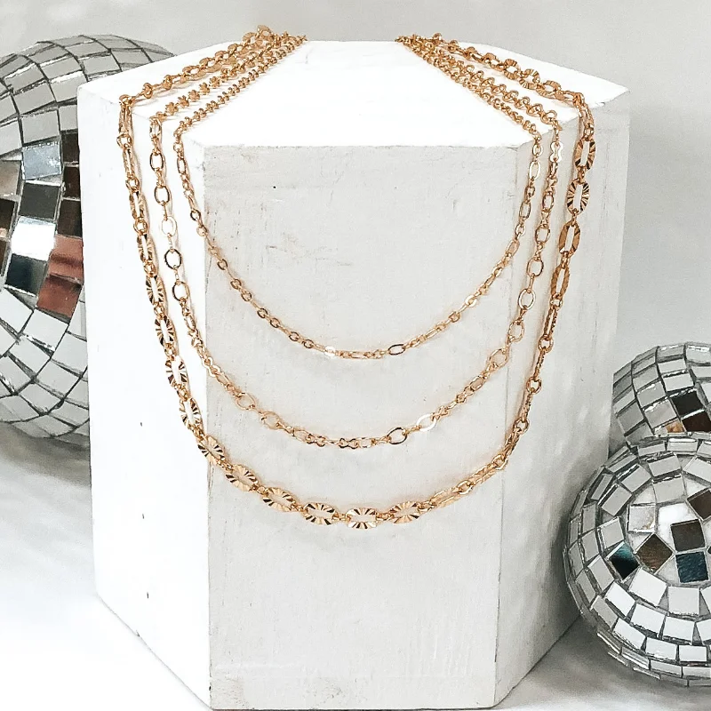 Spill The Tea Multi Chained Necklace Set in Gold