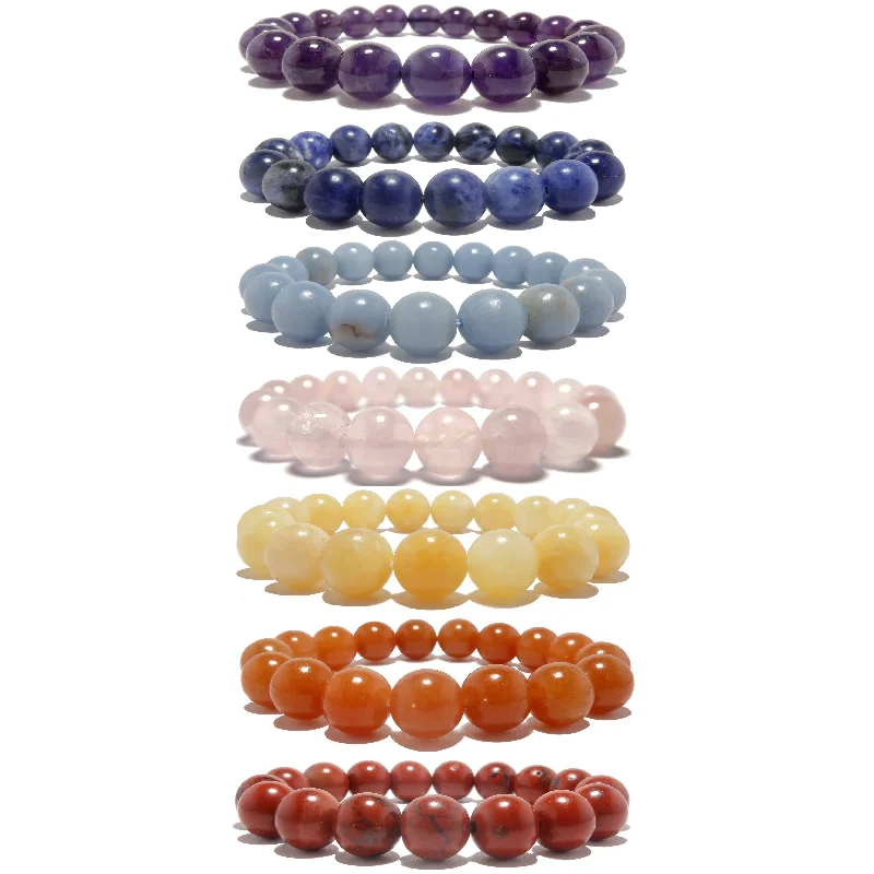 Chakra Bracelet Set 7 Rainbow Luxury Healing Crystals