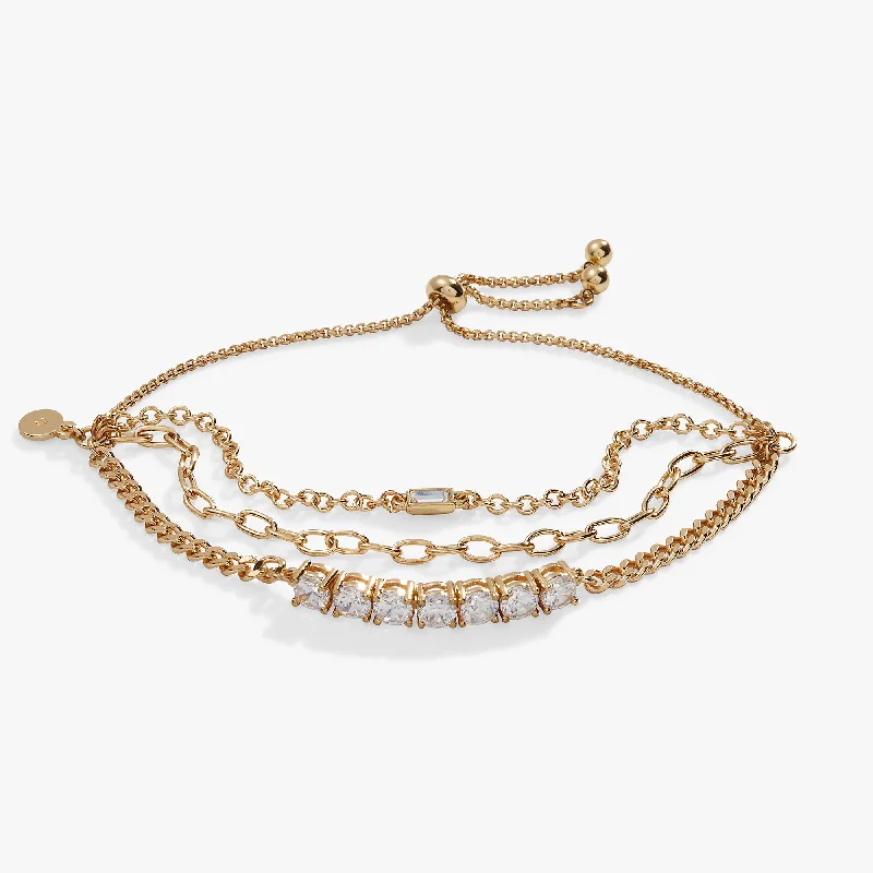 Layered Bolo Stack Bracelet, Cubic Zirconia