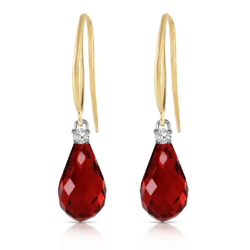 4.6 Carat 14K Solid Gold Joya Garnet Diamond Earrings