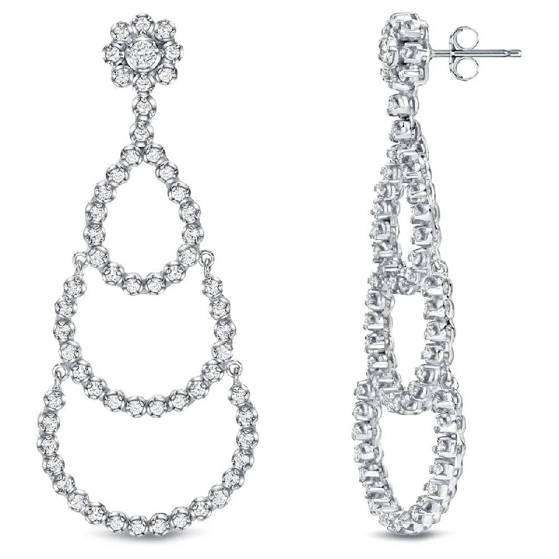 Auriya Unique 3ct TDW Diamond Chandelier Dangle Earrings 18k White Gold