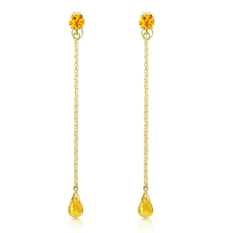 3.15 Carat 14K Solid Gold Chandelier Earrings Citrine