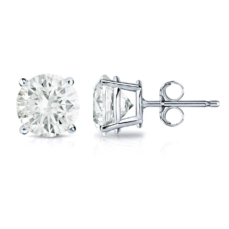 Auriya 14k Gold 1 1/2ct TDW Round Solitaire Diamond Stud Earrings