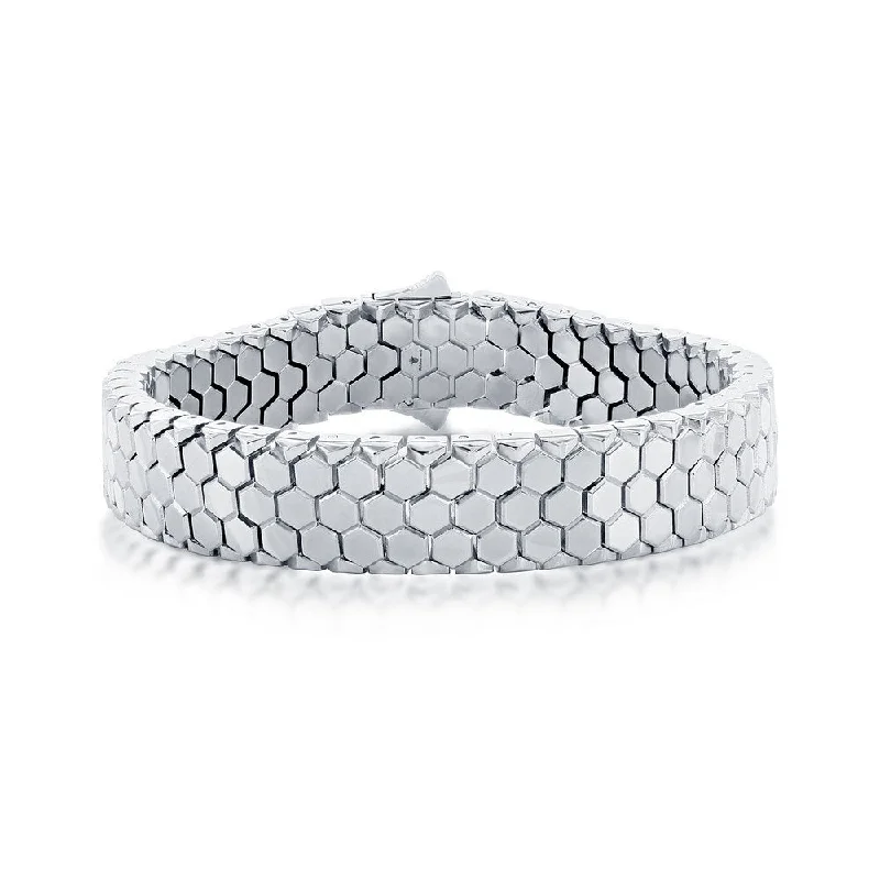 Stainless Steel Polished Honey Comb Design Bracelet" (98715)