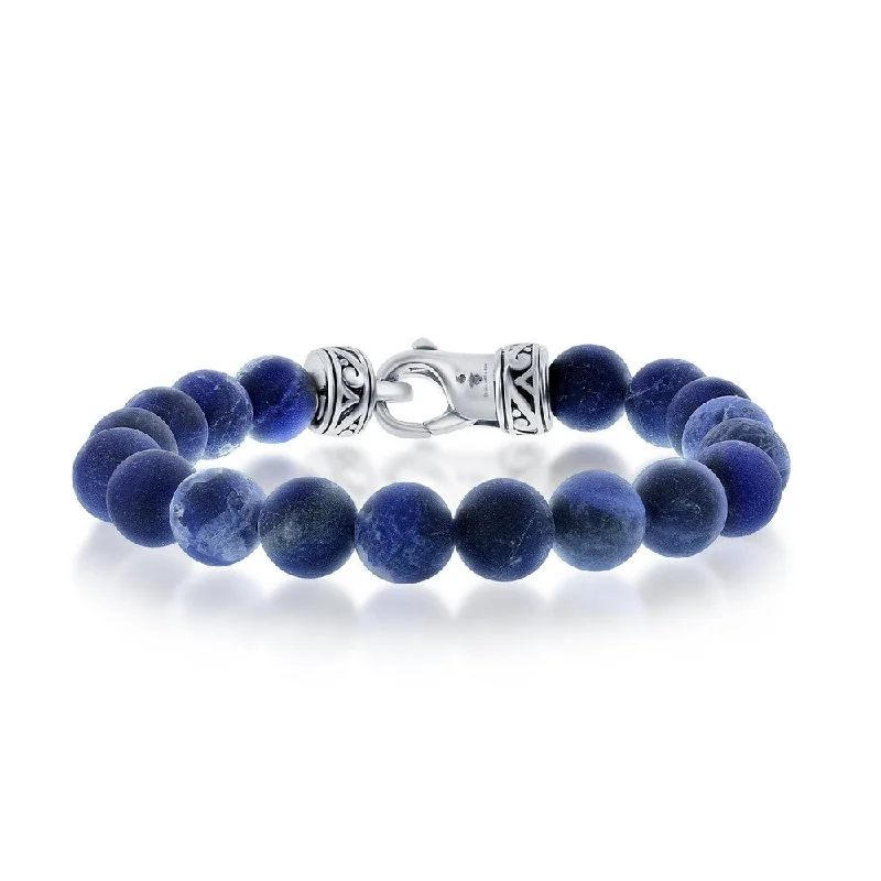 Stainless Steel 10mm Sodalite Bead Bracelet, 8.5" (96626)