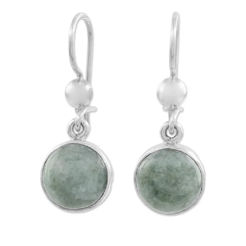 Handmade Jade Dangle Earrings, 'Smooth Circles' (Guatemala) - 1.2L*0.4W