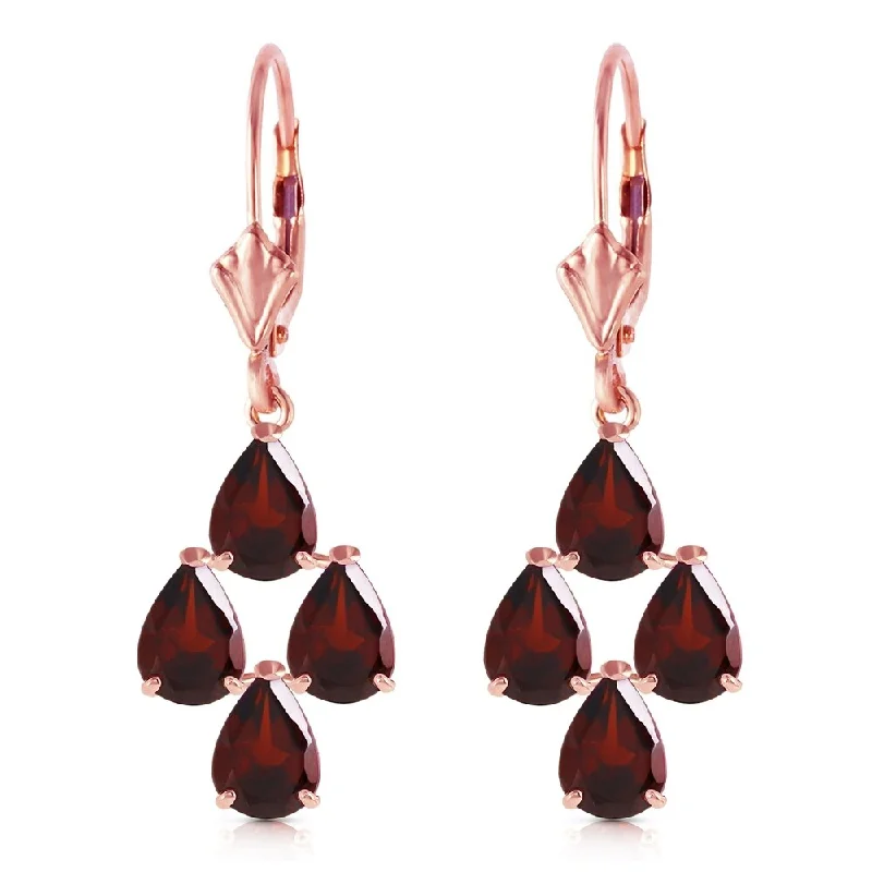 4.5 Carat 14K Solid Rose Gold Garnet Nights Earrings