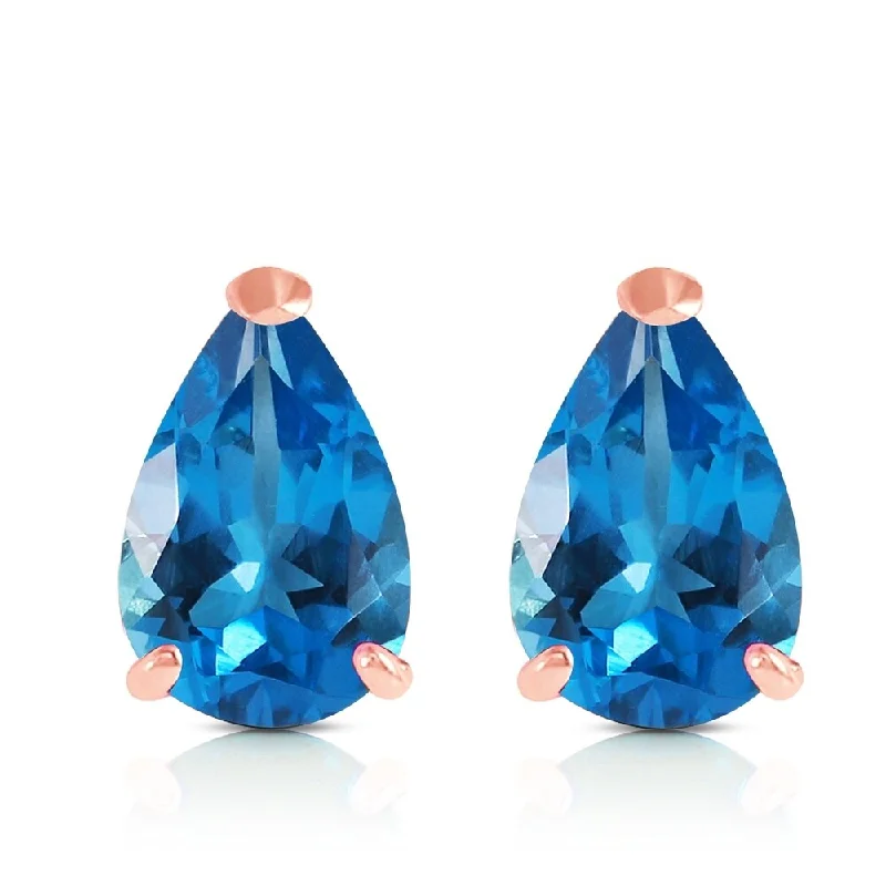 3.15 CTW 14K Solid Rose Gold Stud Earrings Natural Blue Topaz