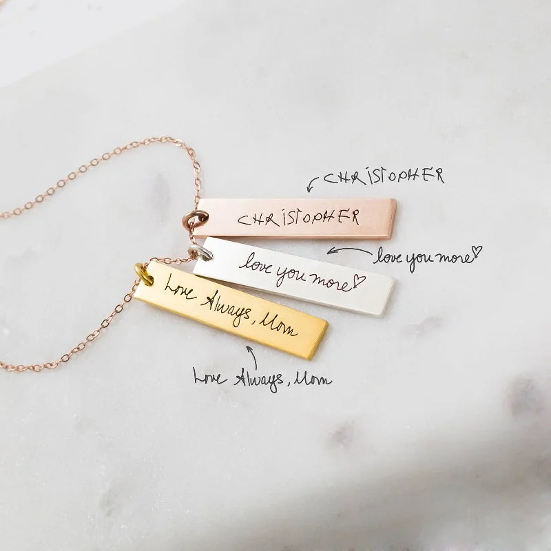 Vertical Handwriting Bar Necklace