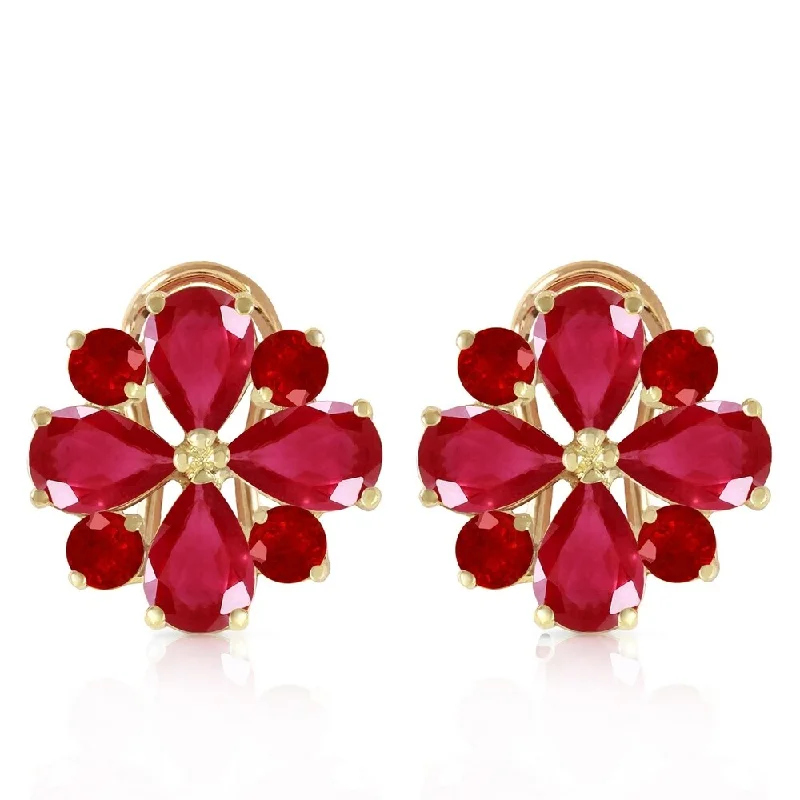 4.85 Carat 14K Solid Gold French Clips Earrings Natural Ruby