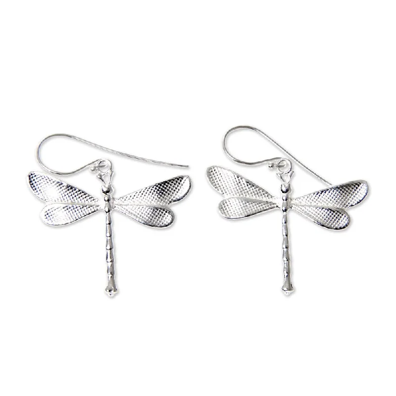 Sterling Silver 'White Dragonfly' Earrings (Indonesia)