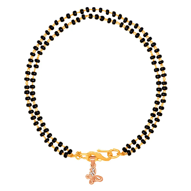 Mahi Dual Chain Butterfly Charm Mangalsutra Bracelet with Beads and Crystal for Women (BR1100495M)