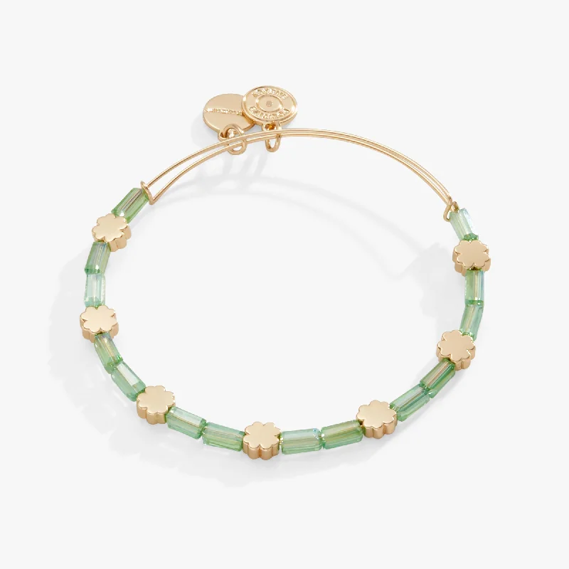 Clover + Crystal Accent Beaded Bangle Bracelet