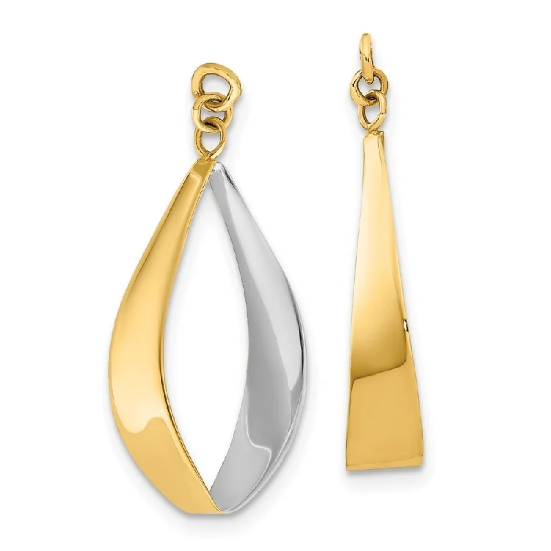 Diamond2Deal 14k Yellow Gold Polished and Rhodium Reversible Dangle Earrings (L-24mm, W-17mm)