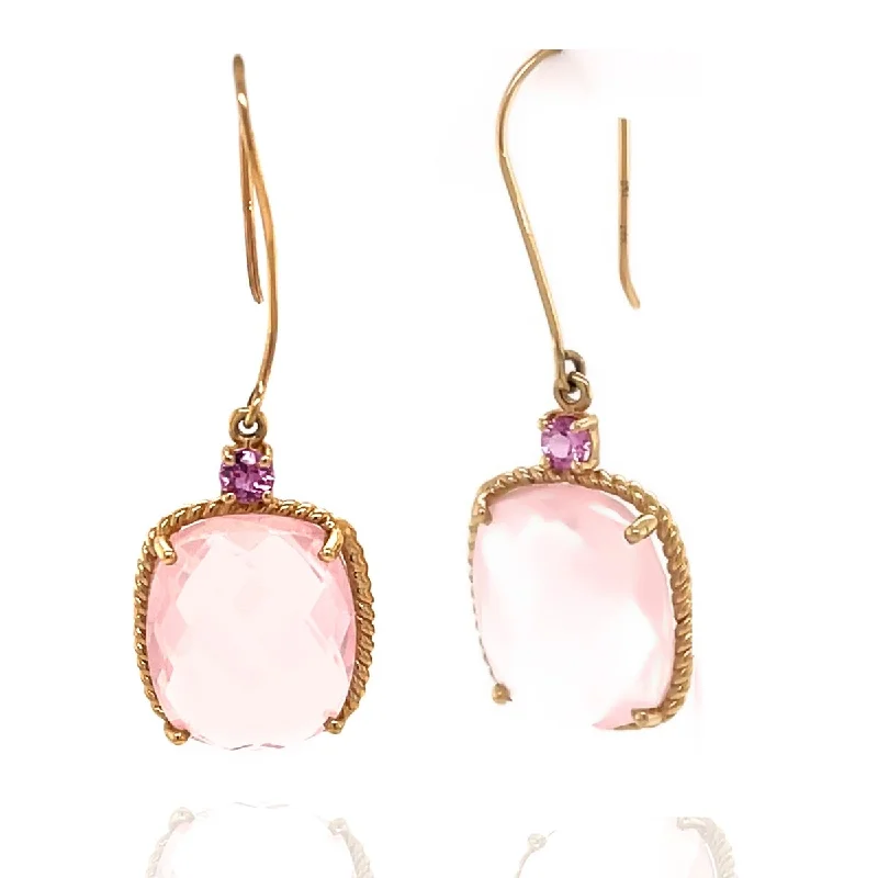 14Kt Gold Blue Apatite and Rose Quartz Earrings