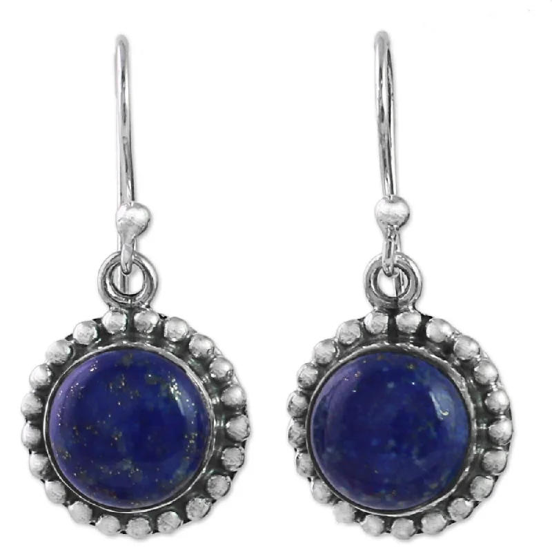 Handmade Sterling Silver 'Deep Blue Majesty' Lapis Lazuli Earrings (India)