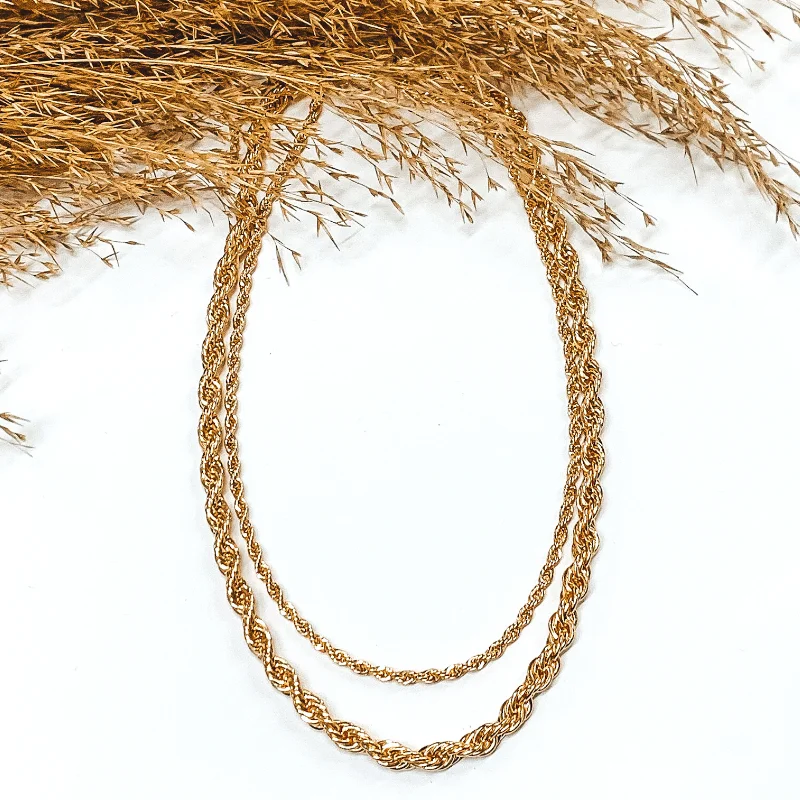 Layered Rope Chain Necklace in Gold